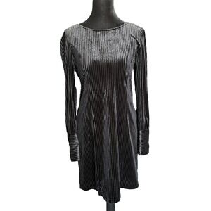 OAT New York Black‎ Velvet Ribbed Mini Dress Long Sleeve Size M NWT
